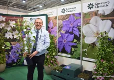 Andy Jeanes of Guernsey Clematis / Raymond Evison Clematis presenting their new varieties Guernsey Flute EviGsy153 (PBR) and Lindsay EciGsy152(PBR).